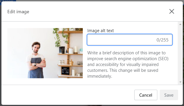 alt text settings shopify storefront